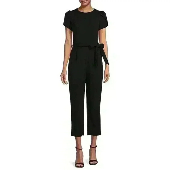 Calvin Klein Pants - NEW! Calvin Klein Women's 8 Belted Short Sleeve Jumpsuit In Burgundy NWT $139
